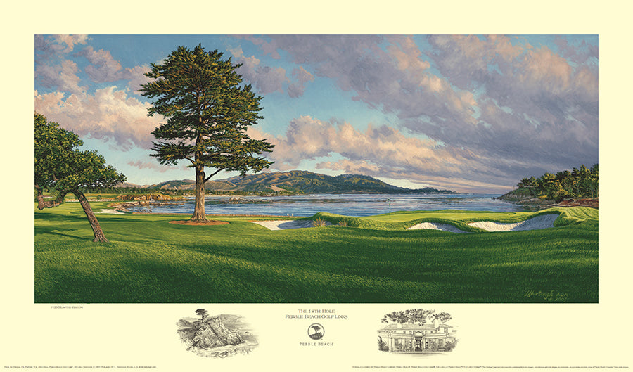 The 18th Hole Pebble Beach Golf Links by Linda Hartough – Old