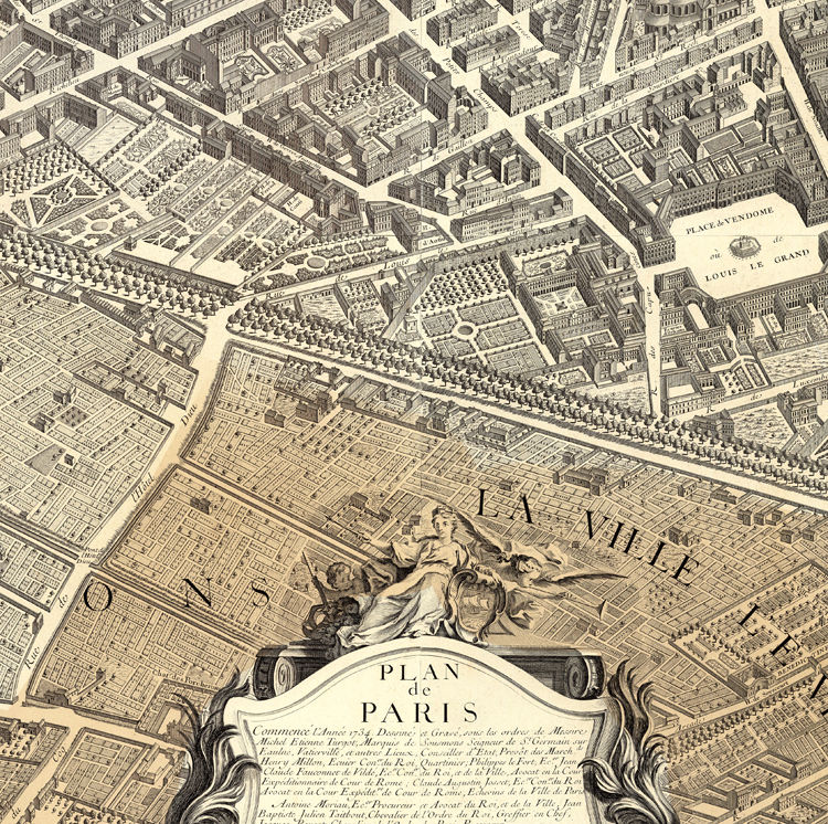 Old Map of Paris Turgot Map 1739 (four plates) Vintage Map Wall