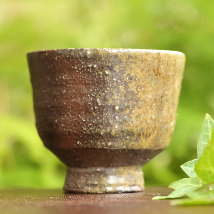 藤ノ木土平 唐津焼焼締め茶杯 作家もの煎茶碗 満容量80ml 薪窯焼成茶器