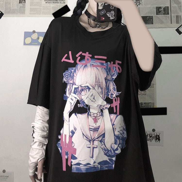 イラストプリントTシャツみむver◇イラストTシャツ 地雷系 M、L、XL