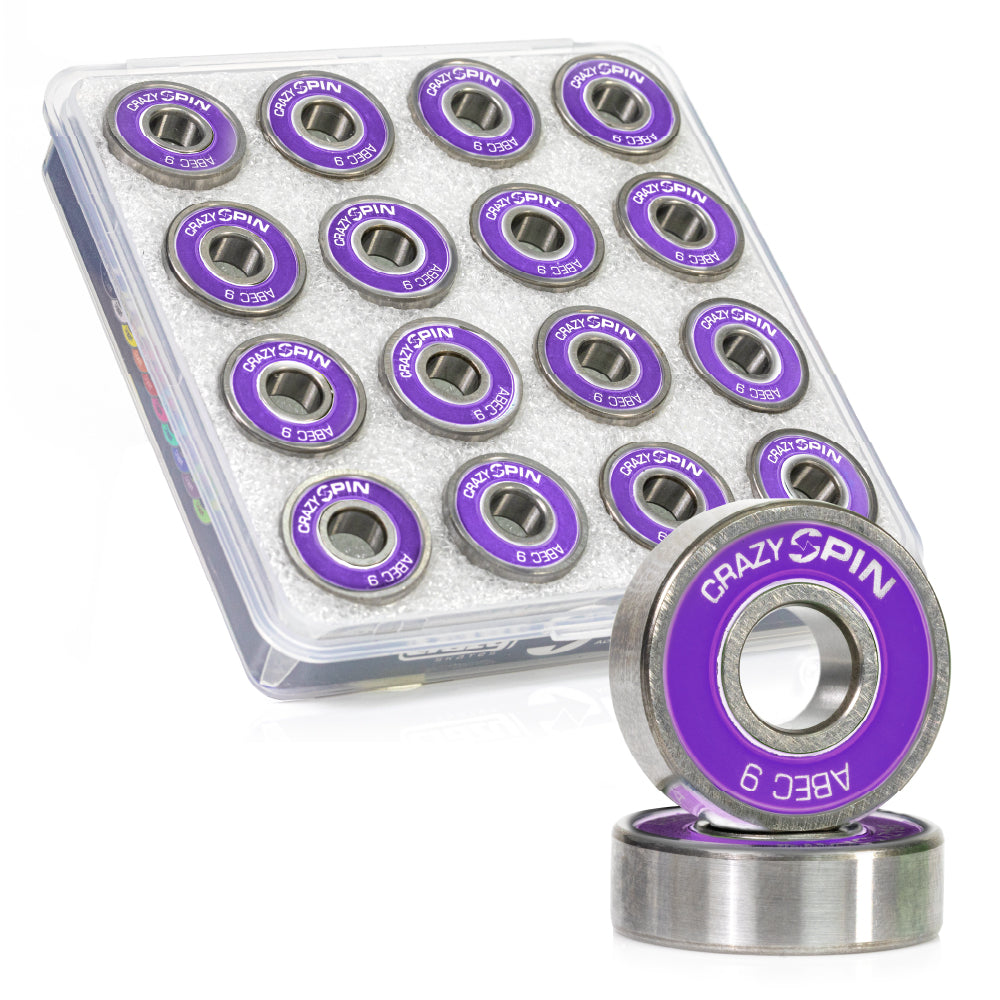 Crazy Skates Spin Purple Bearings | Case of 16 | High-Quality Bearings