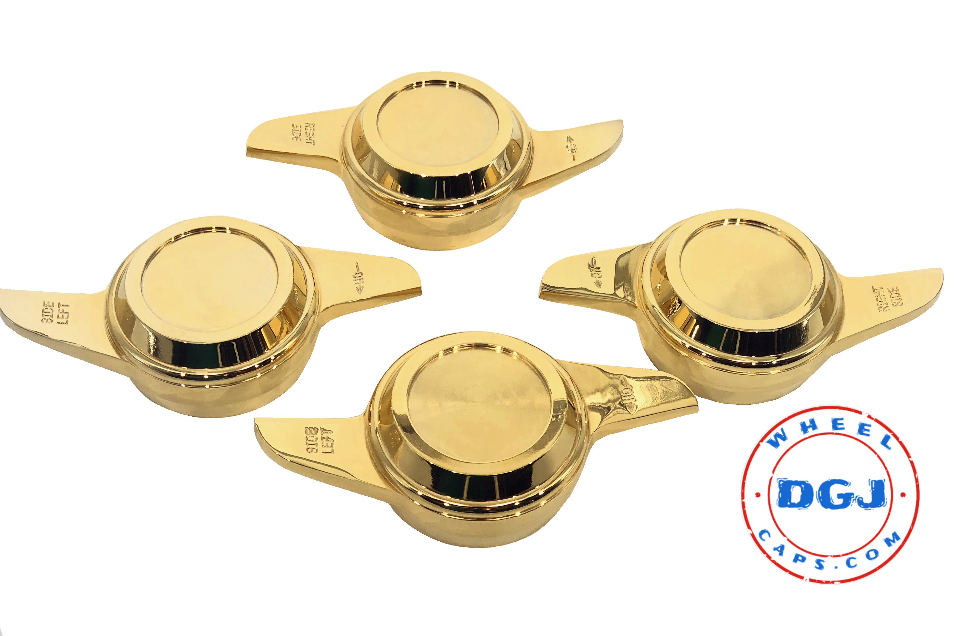 2 Bar Cut Gold Knock-Offs Spinners – DGJ Wheel Caps