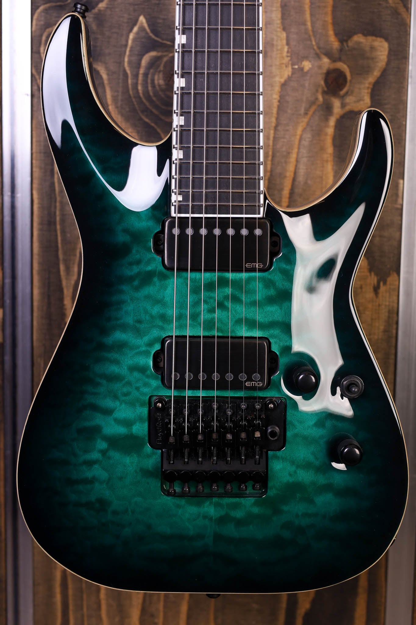 ESP E-II Horizon FR-7 Black Turquoise Burst – Dijkmans Guitars