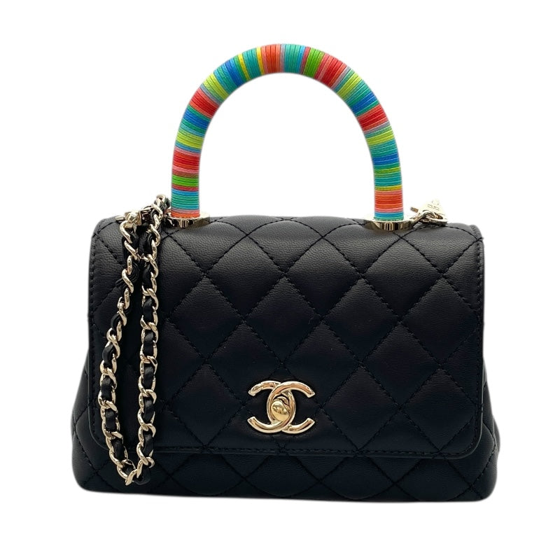 シャネル CHANEL ココハンドル XXS AS2215/30番台 ブラック×GD金具