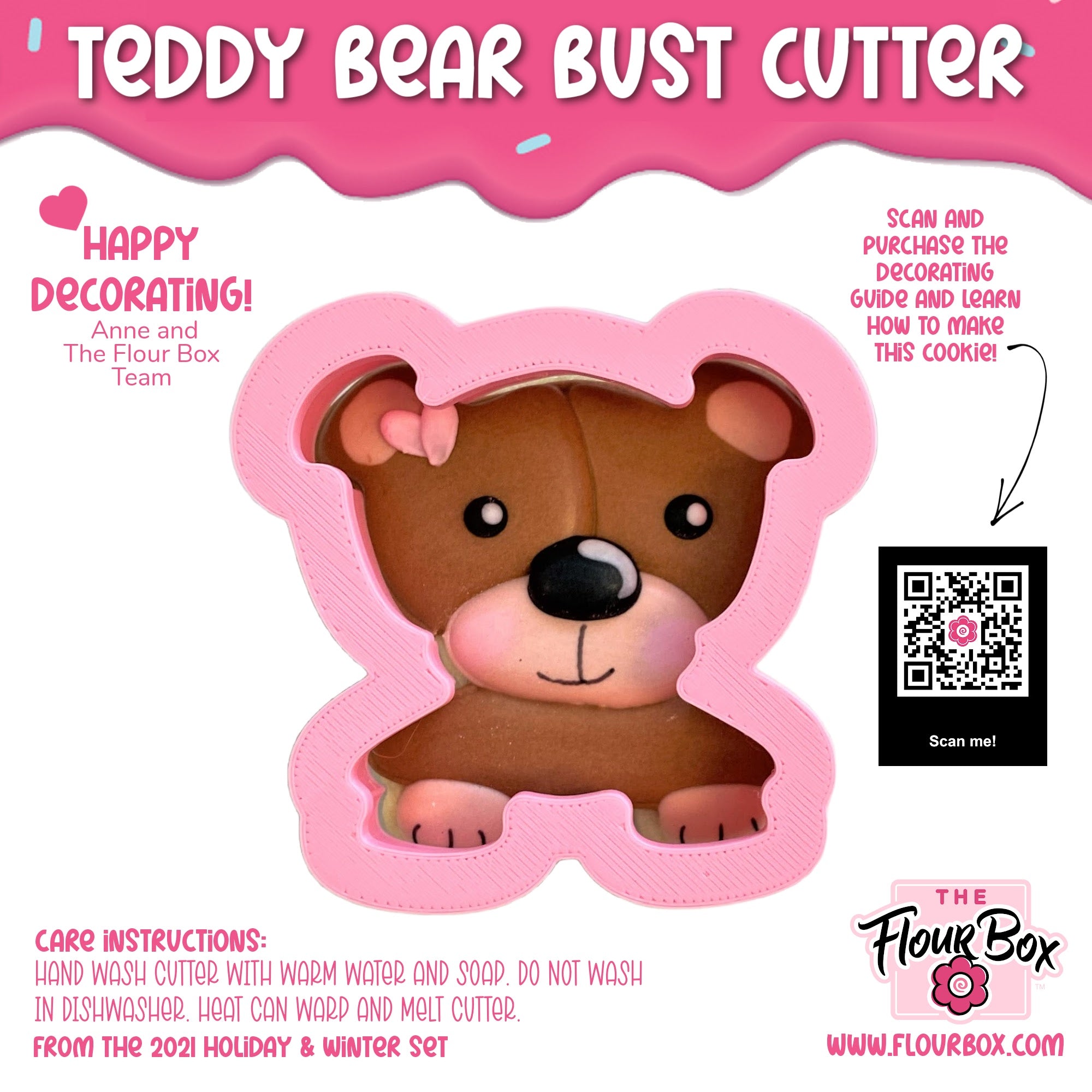 Teddy Bear Bust Cookie Cutter – The Flour Box