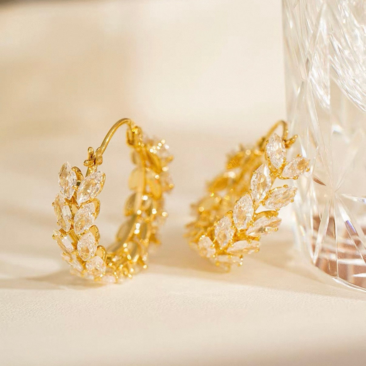 crystal leaf hoop pierce – aile