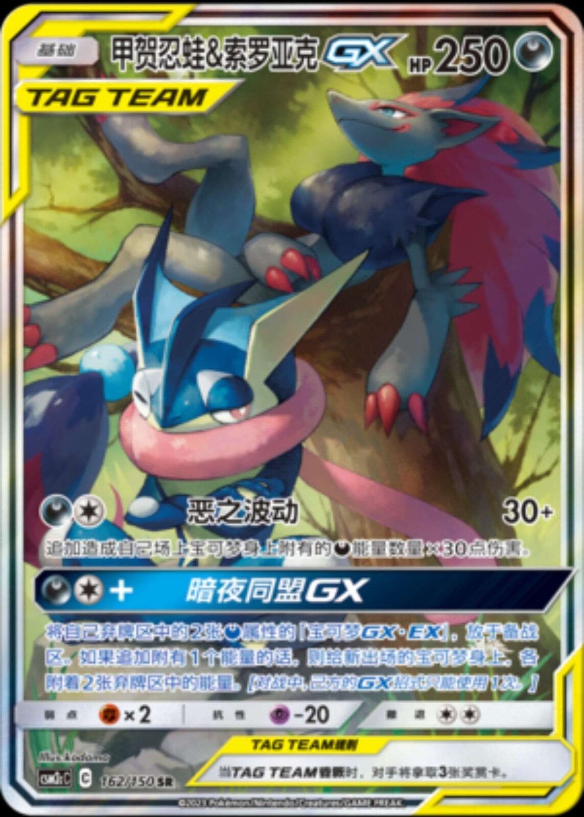 Pokemon S-Chinese Sun&Moon CSM2cC-162 SR Greninja & Zoroark-GX