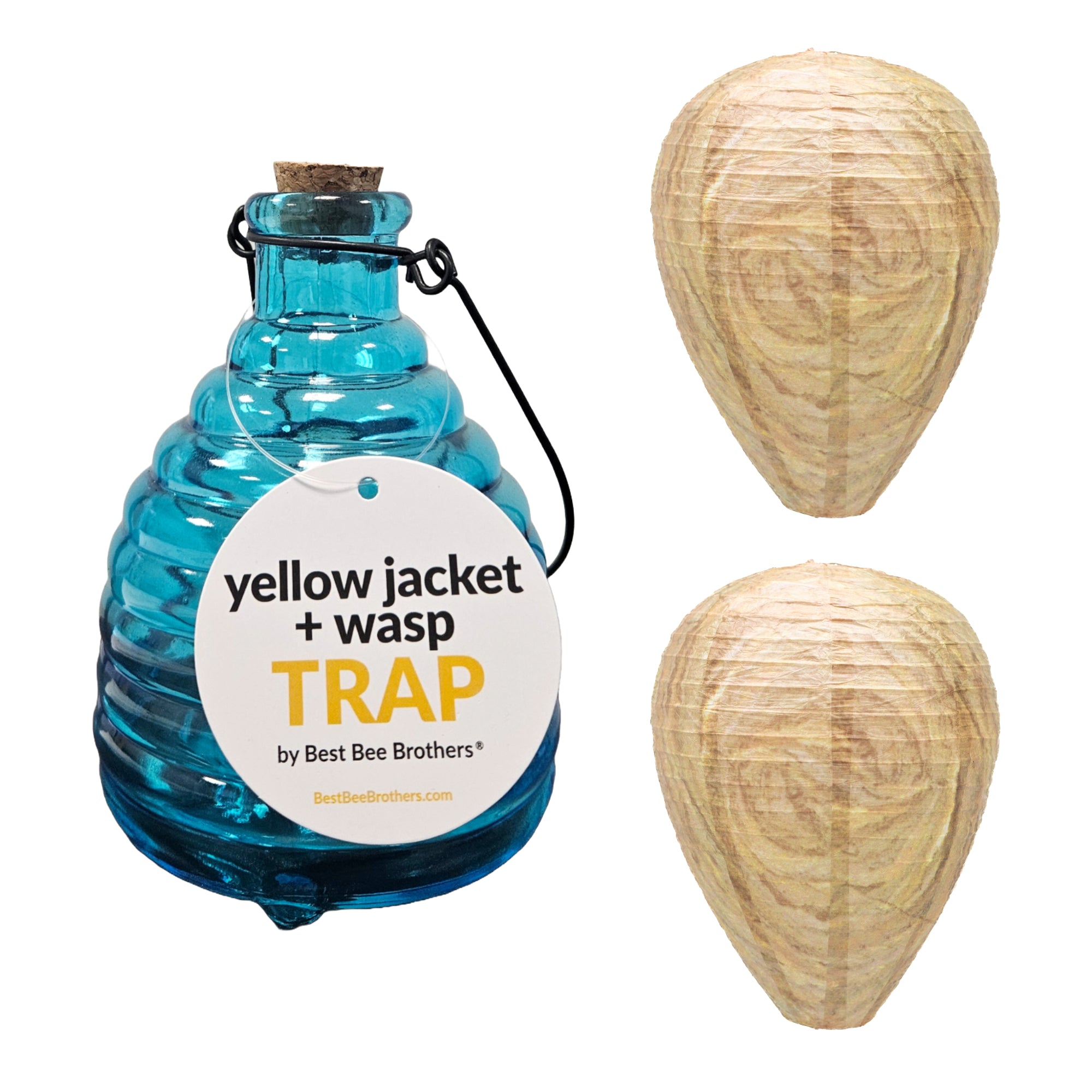 Glass Wasp Trap and Deterrent Hive (2 Hives) for Wasps and Yellow Jack