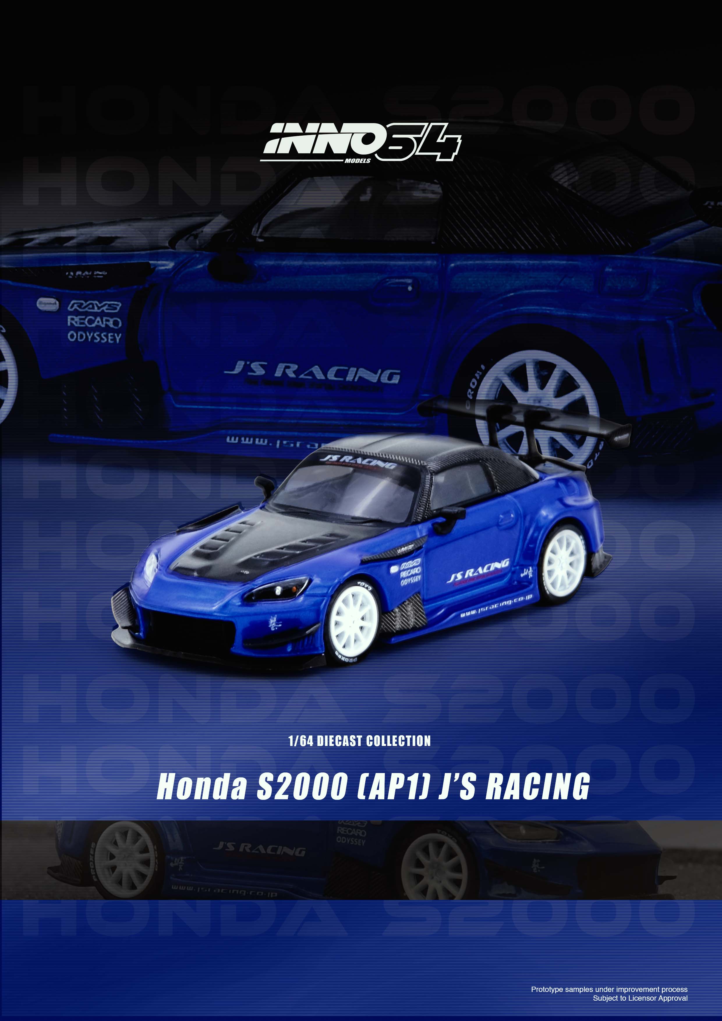 ETA: Nov 2026 ] Inno64 1/64 HONDA S2000 J'S RACING Blue – Black