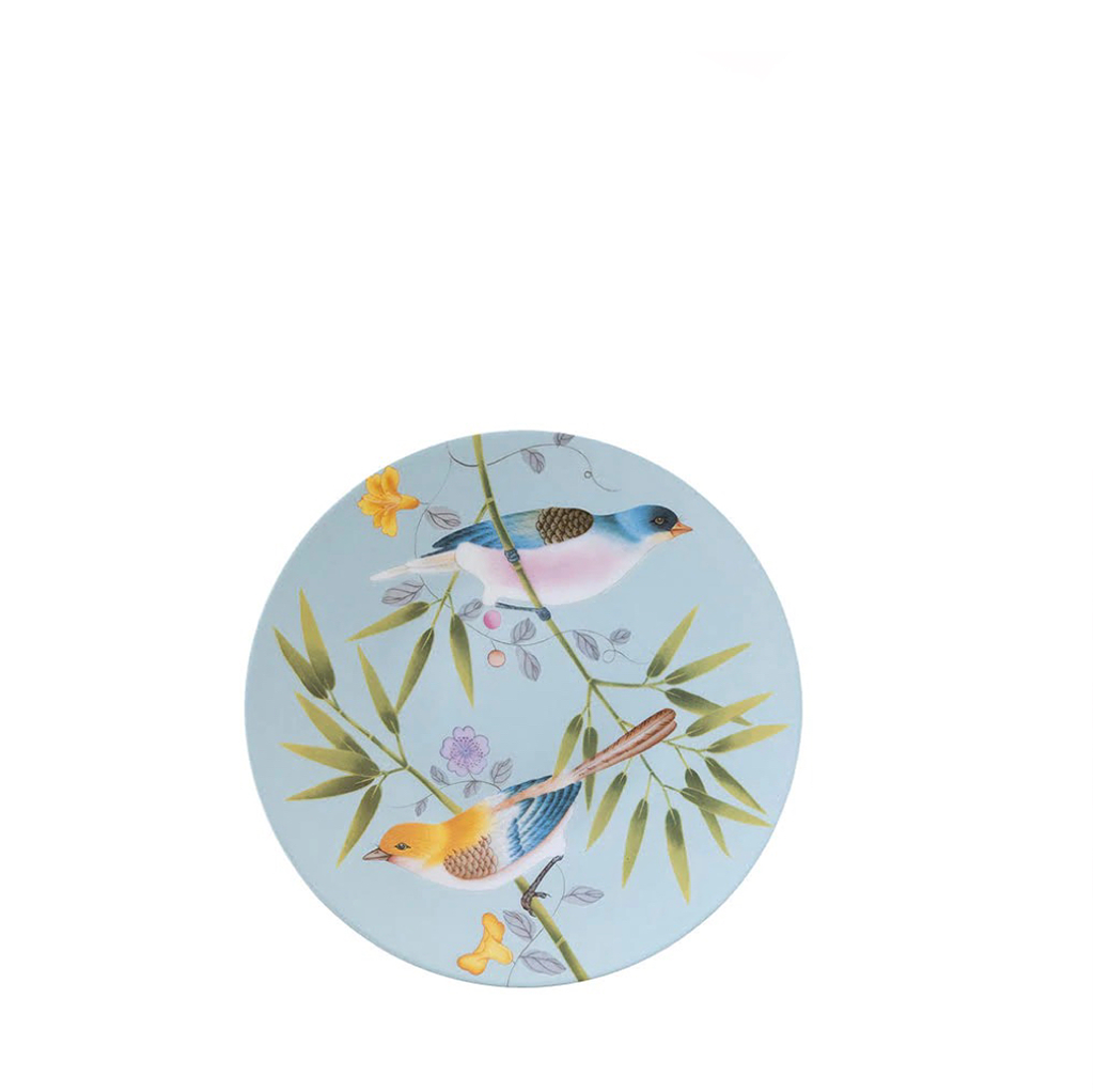 Paradis Turquoise Dessert Plate, Two Birds – Blue Print