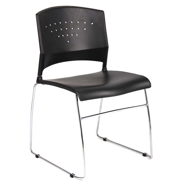Boss Black Stack Chair With Chrome Frame, (1 chair) – BossChair