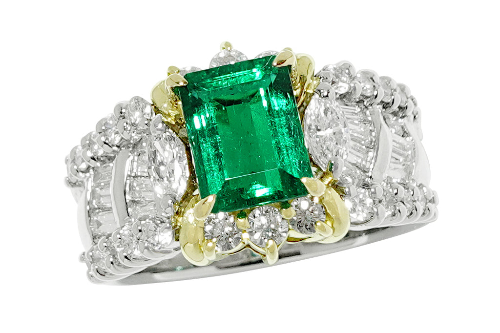 Emerald Pt900/K18エメラルド ダイヤモンドリング (NO.48443) – JEX