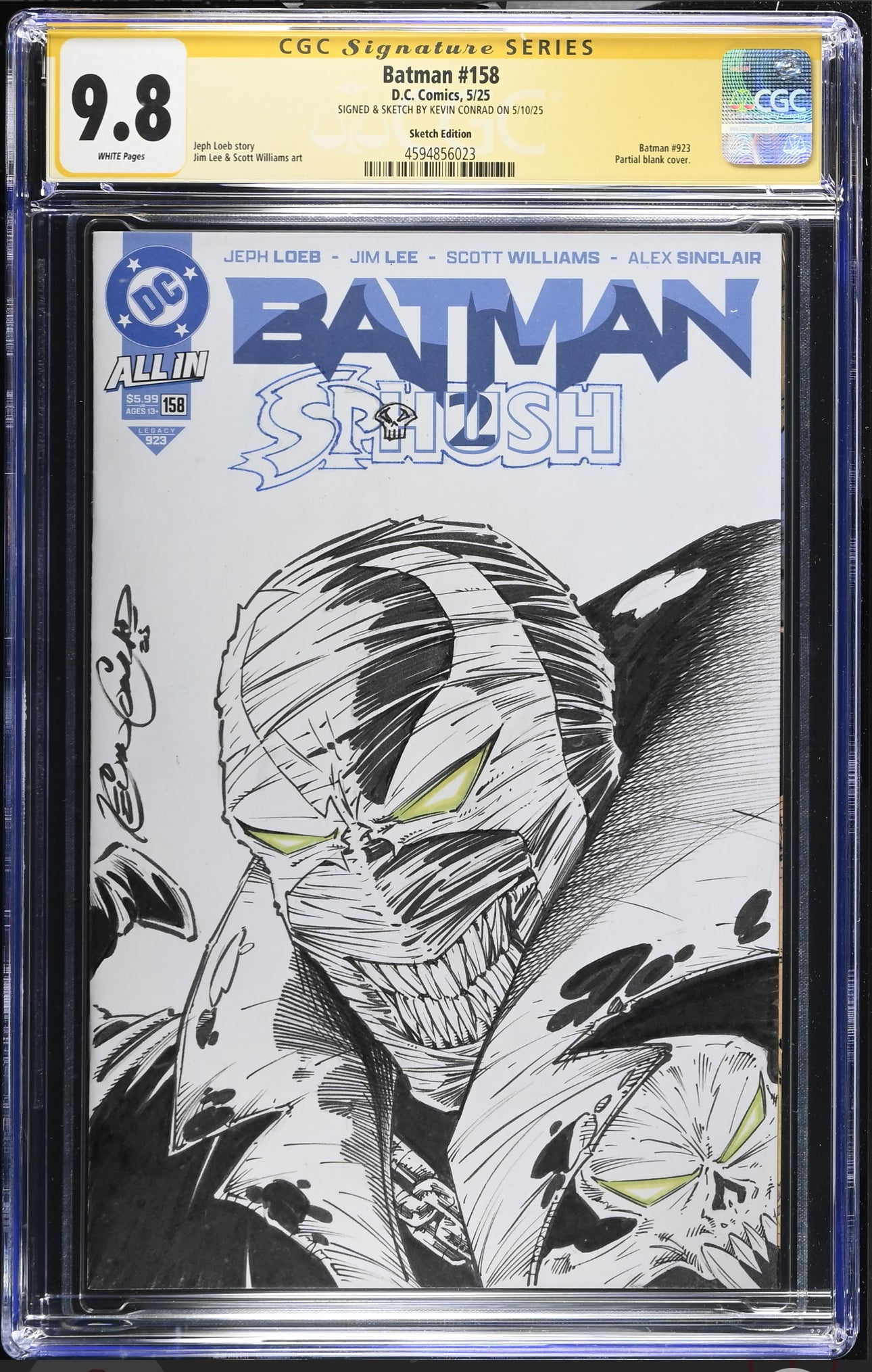 Batman #158 CGC SS 9.8 (Sketch Cover) Spawn/Hush Original Sketch