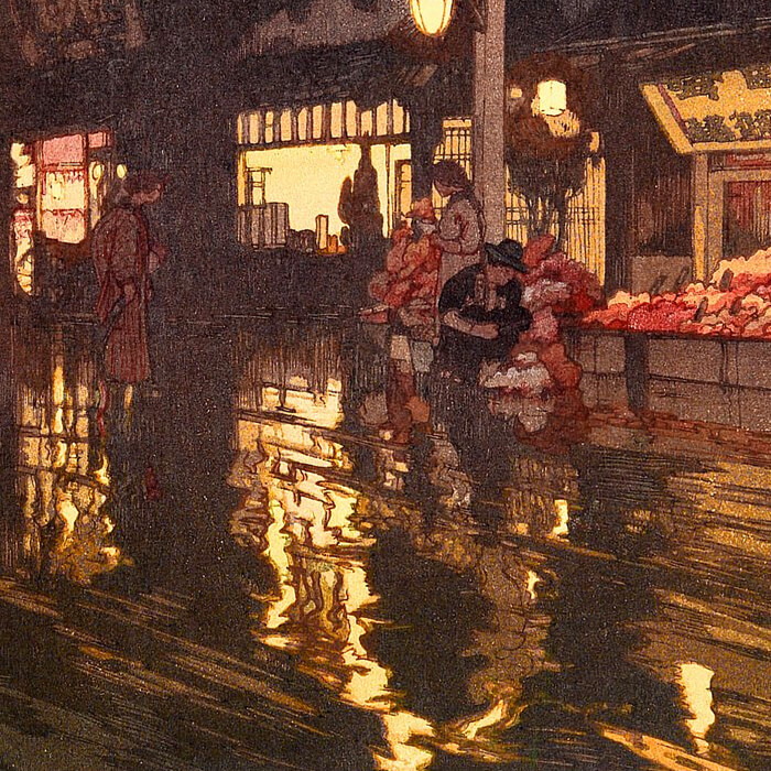 吉田博 / 東京拾二題 神楽坂通 雨後の夜 | 壁紙ギャラリー KAGIROHI