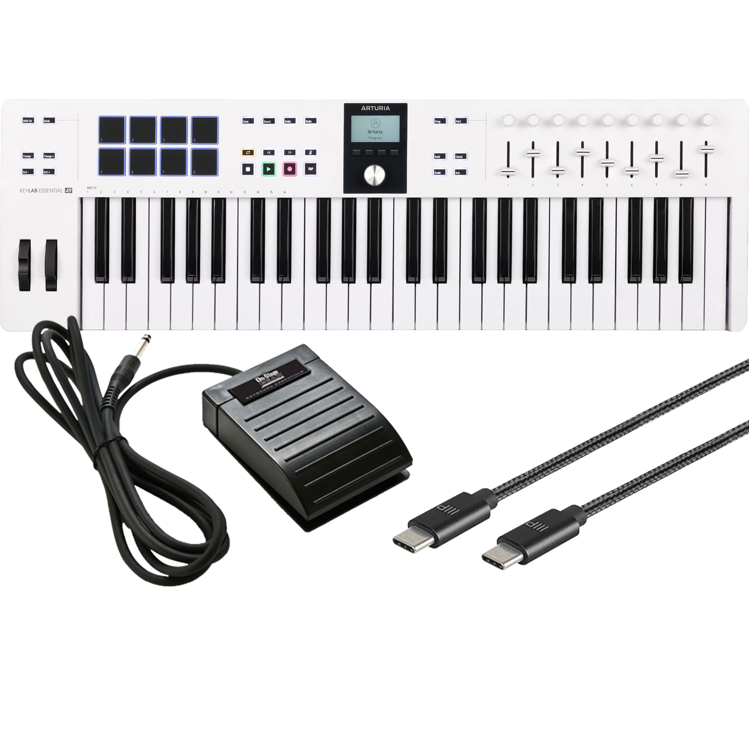 Arturia KeyLab Essential 49 Mk3 Keyboard Controller - White STUDIO