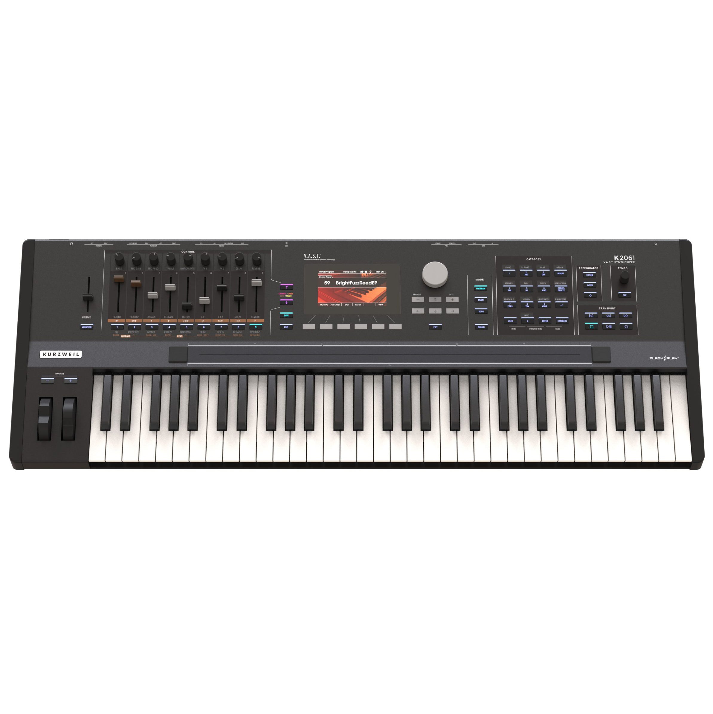 Kurzweil K2061 Synthesizer Workstation STUDIO ESSENTIALS BUNDLE