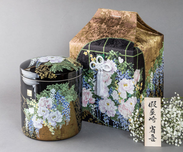 假屋崎省吾プロデュース 骨壷・桐箱・骨覆セット 【奥の牡丹（おくの