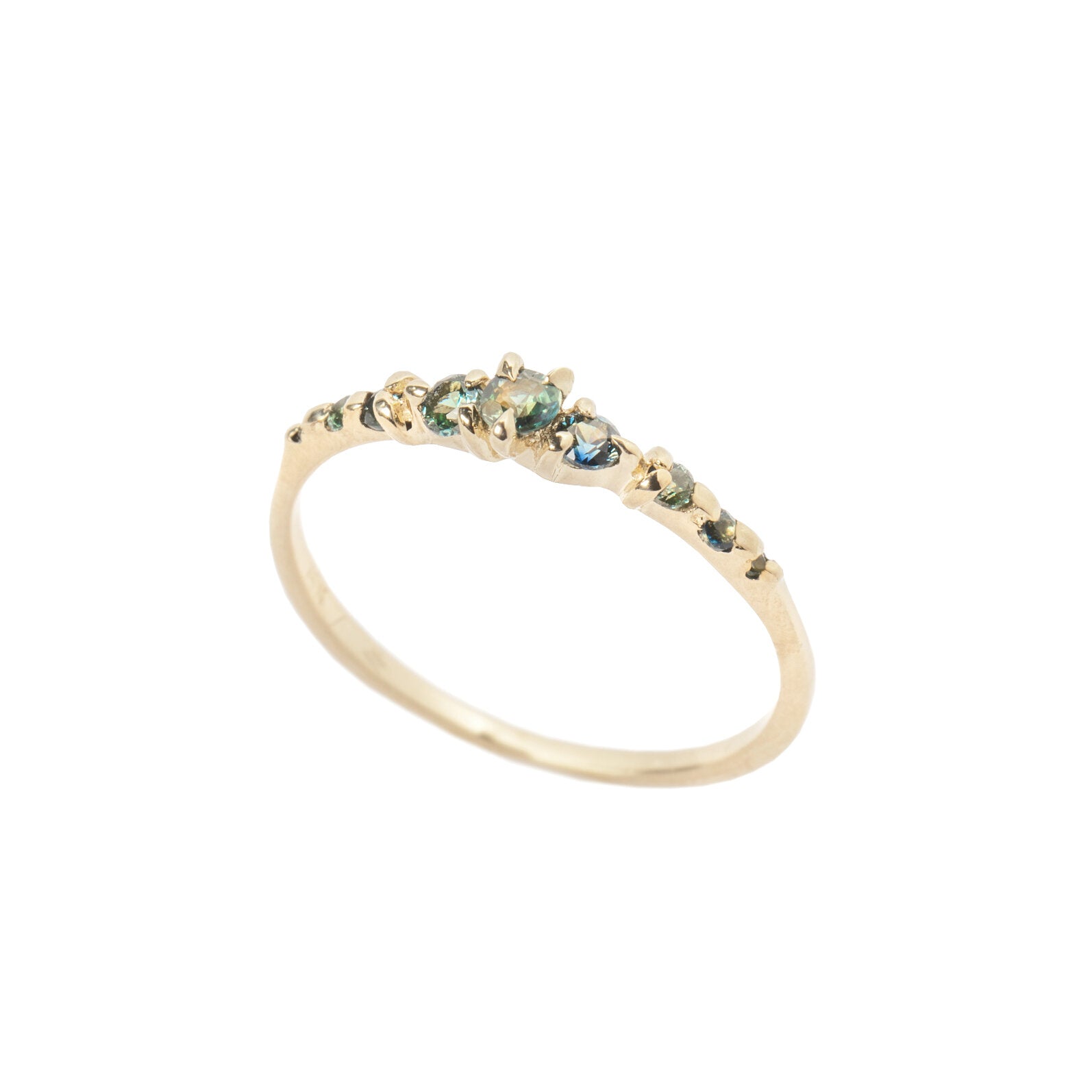Elven Forest Magic Teal Sapphire Cyndra Stacking Ring – Laurie