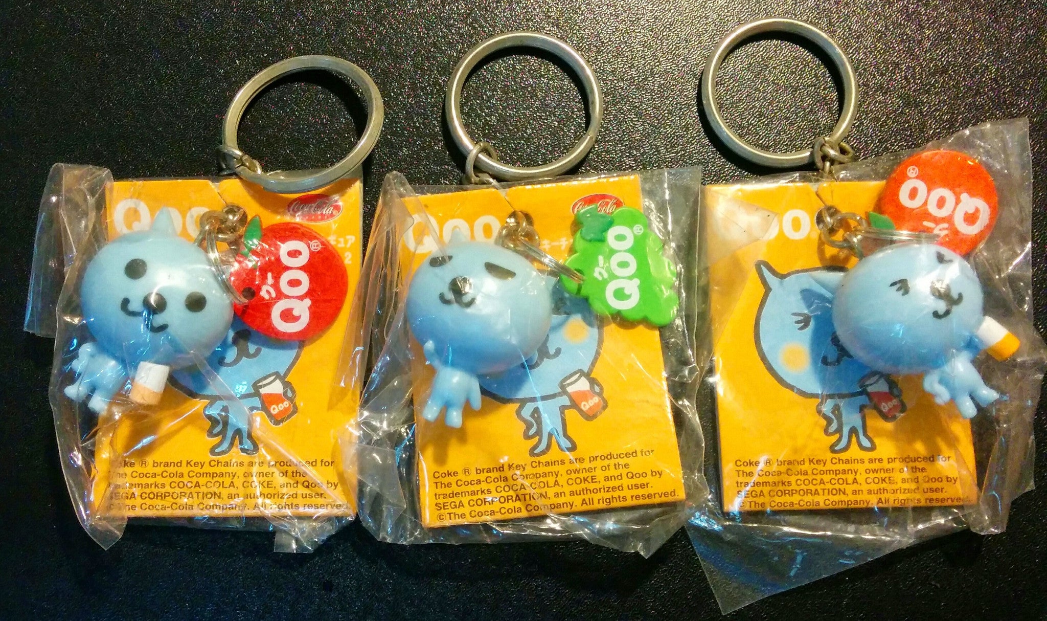 Sega Coca Cola Qoo 3 Mascot Collection Key Chain Holder Strap