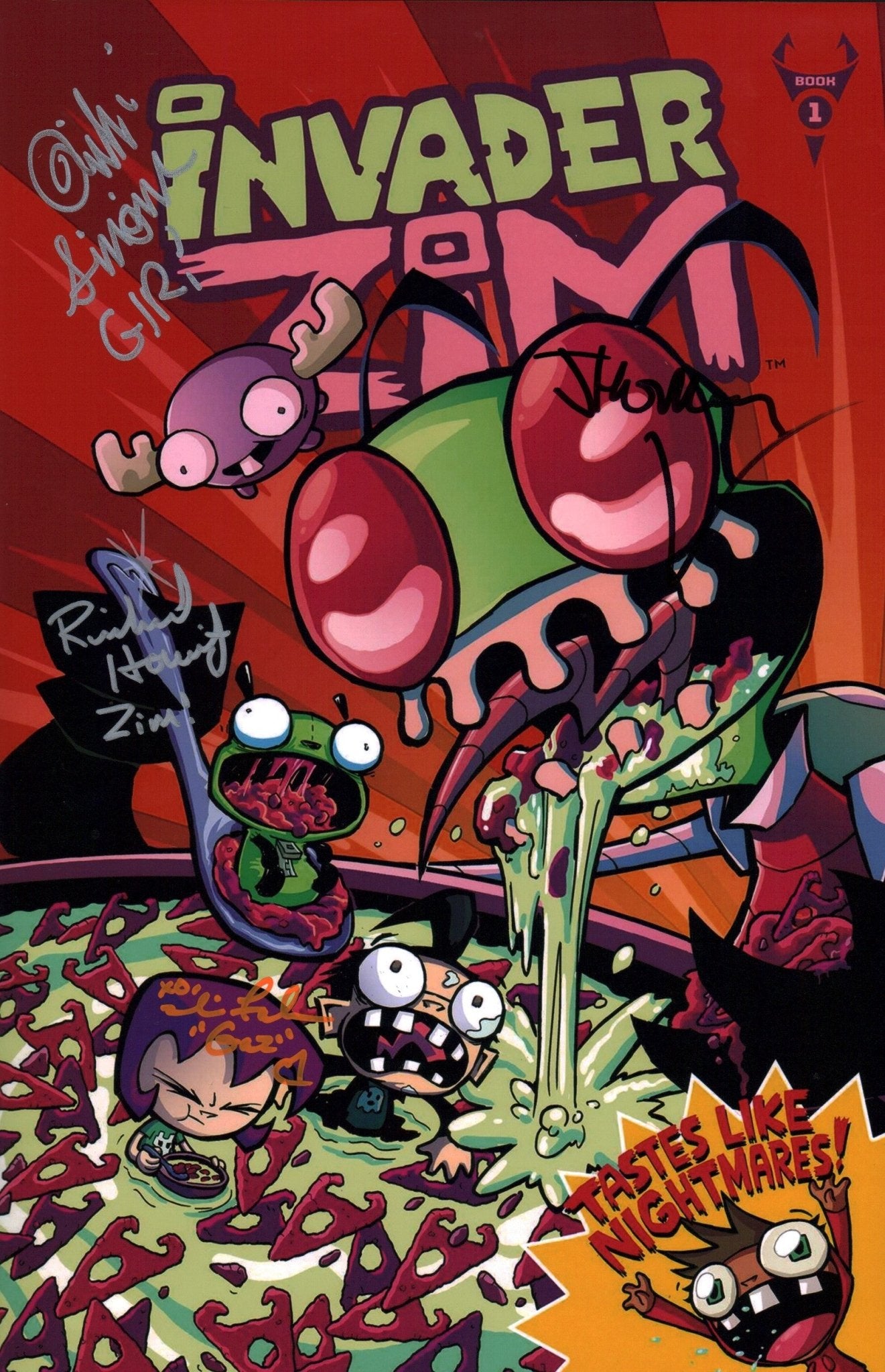 Invader Zim 11x17 Photo Poster Cast x4 Signed Horvitz, Simons, Fahn, V