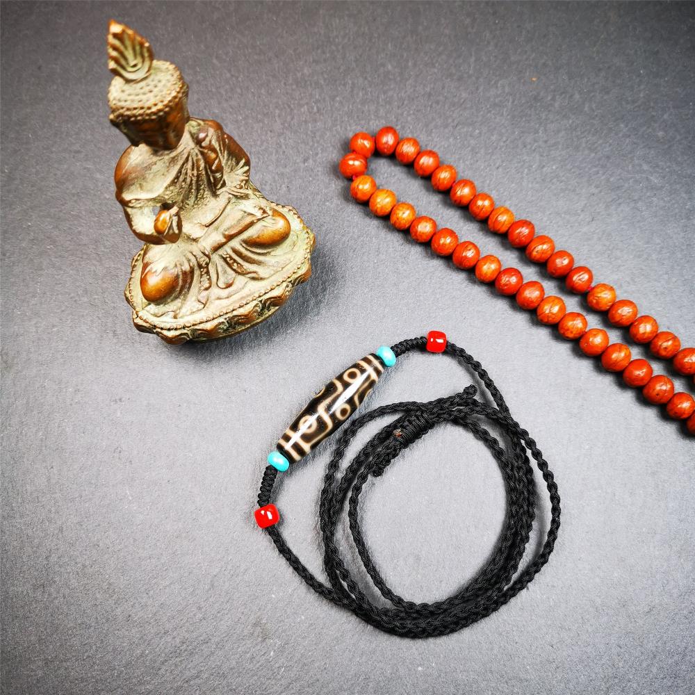 Unique Tibetan 9 Eyes Dzi Bead Necklace,1.53