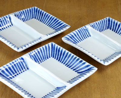 砥部焼 梅山窯 布目仕切り皿（十草）【和食器通販e-tobeyaki.com】