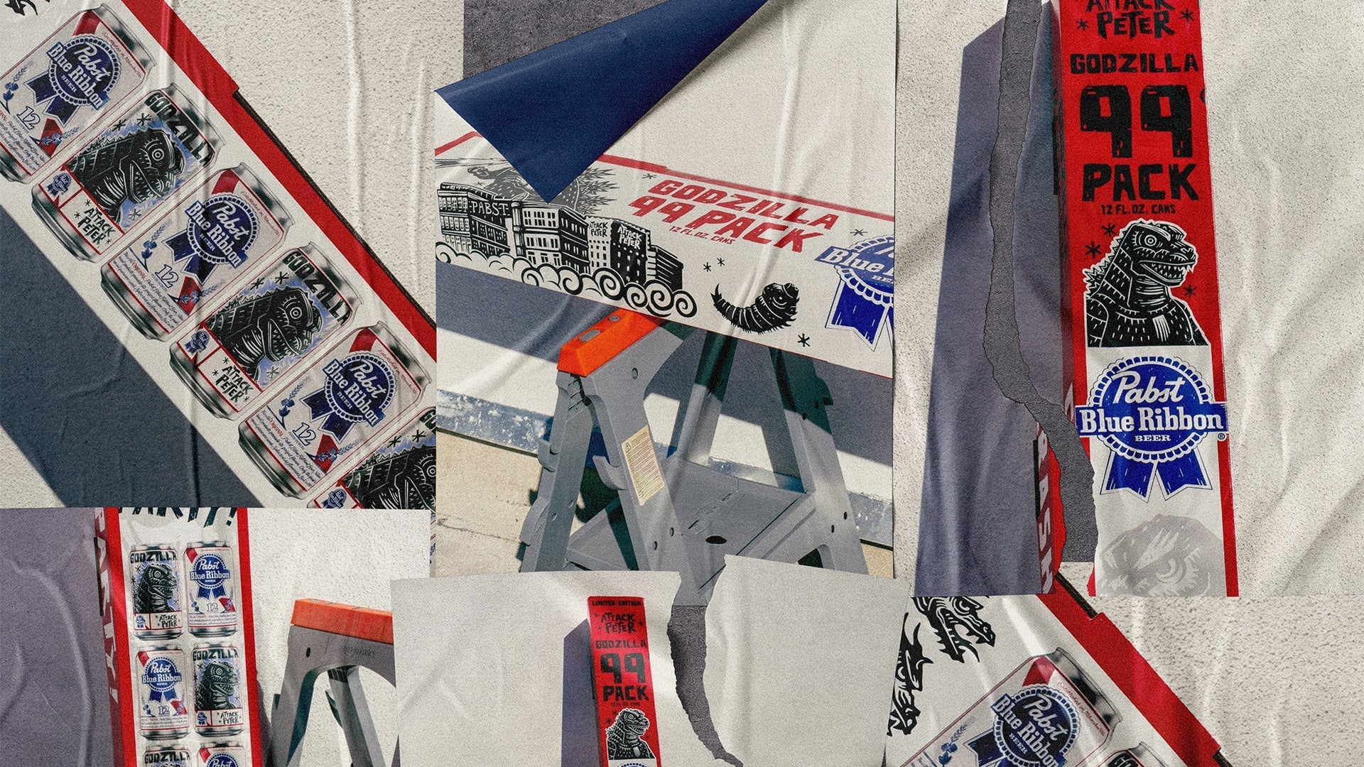 Godzilla and Pabst Blue Ribbon Go Big With a 99-Can Collectible