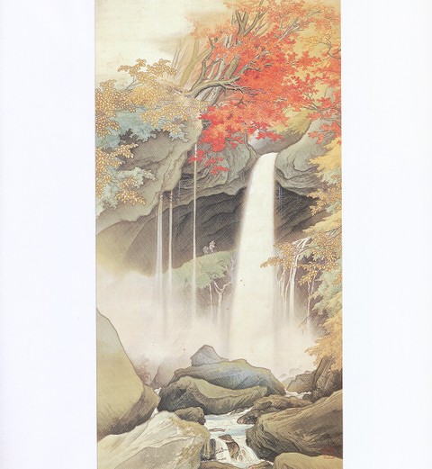 風景画 絵画 滝 もみじ 紅葉 大きい
