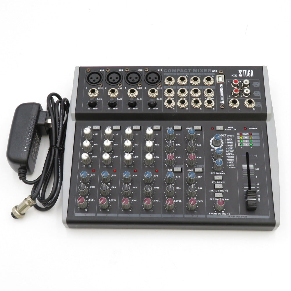 音響機材 Xtuga オーディオミキサー 12チャンネル MX12 ｜コンプオフ