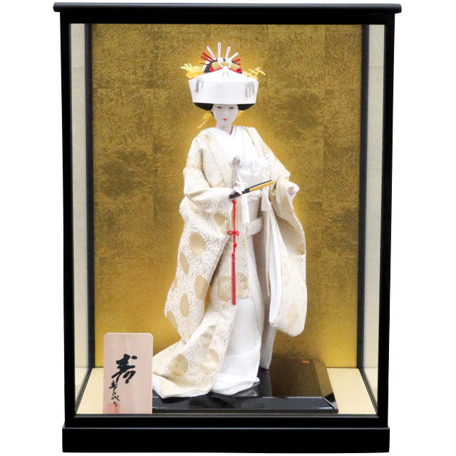 日本人形 寿 白無垢 8号 ガラスケース入り – スガ人形店