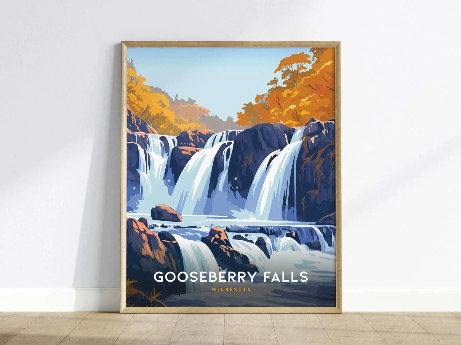 Gooseberry Falls Poster | Minnesota Waterfall Wall Art | Framed or