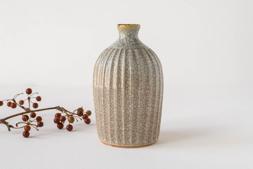 作家 はなクラフト 花器 A 墨入貫入｜陶器販売 四季折折 オンライン