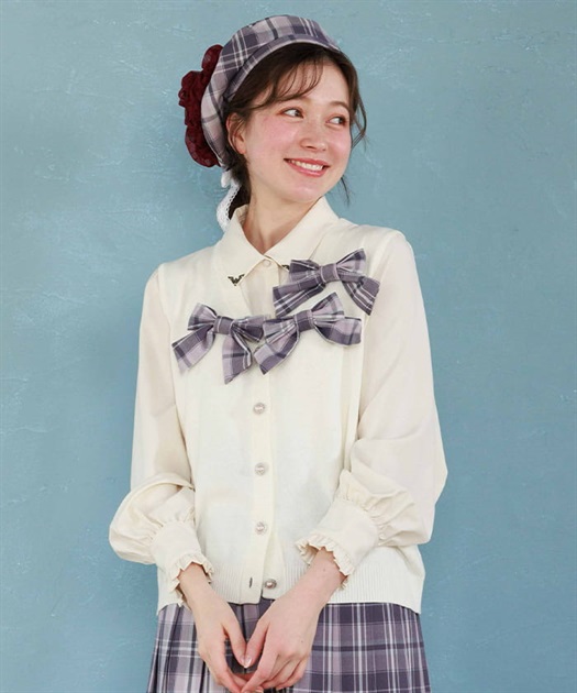 チェックリボンブローチベスト | axes femme online shop