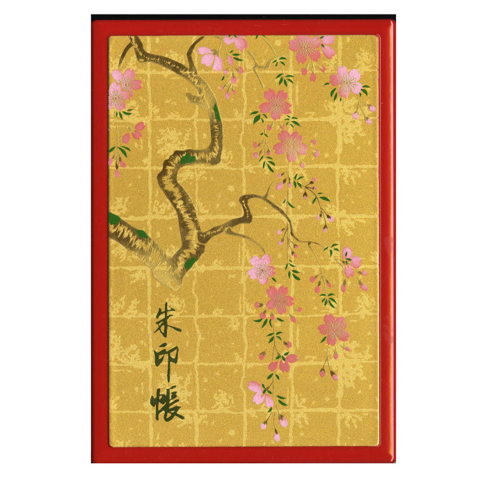 漆芸蒔絵御朱印帳 しだれ桜 朱 – 山家漆器店