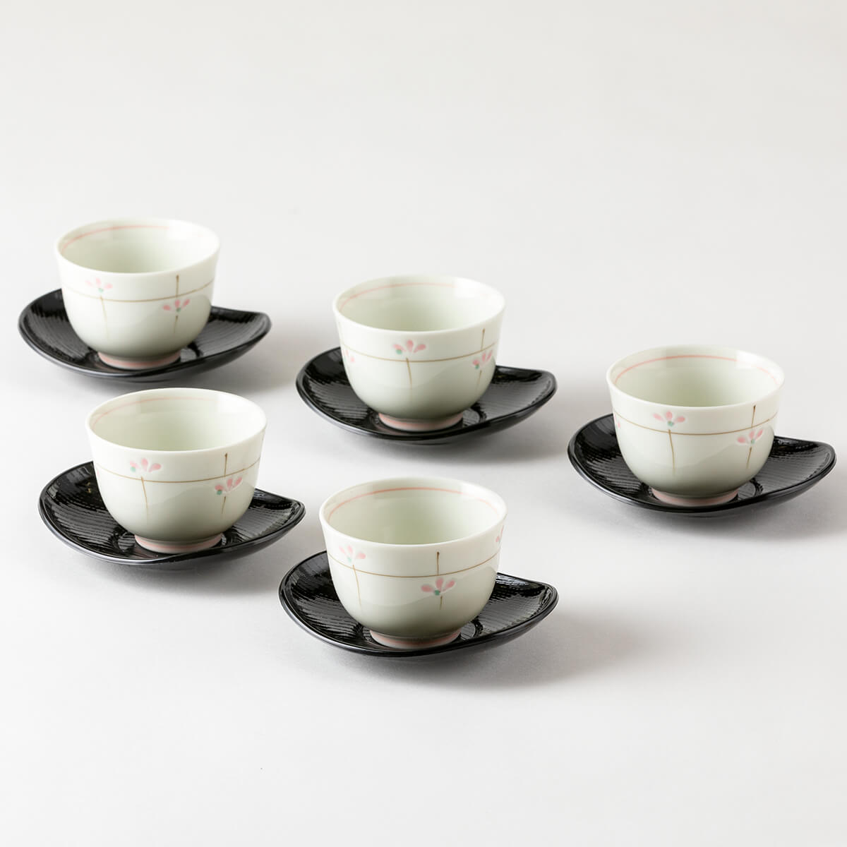 ピンク若芽 茶托付煎茶揃 – 陶土う庵