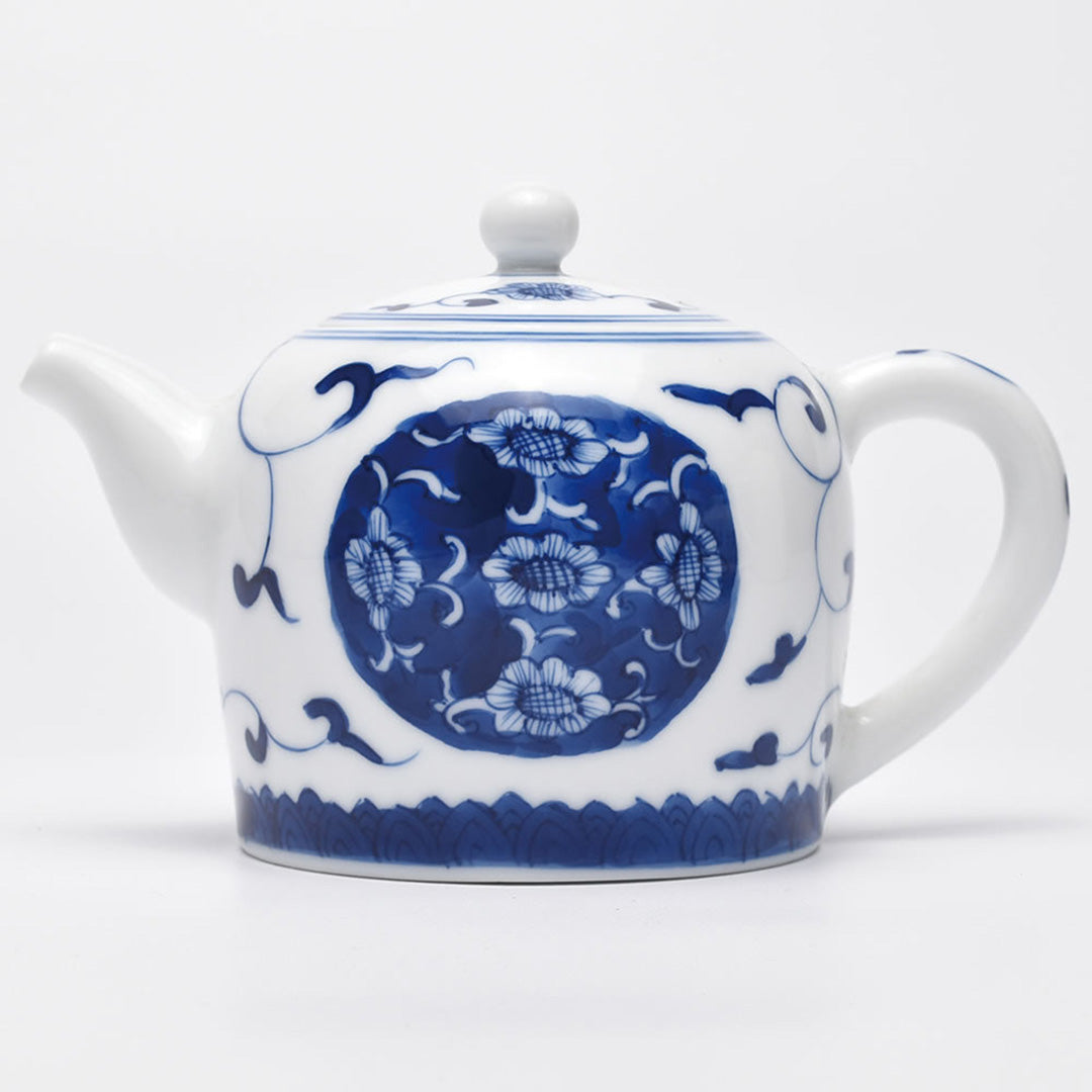 中国急須｜景徳鎮 茶壺（青花磁器・向日葵）｜中国茶器の天香茶行