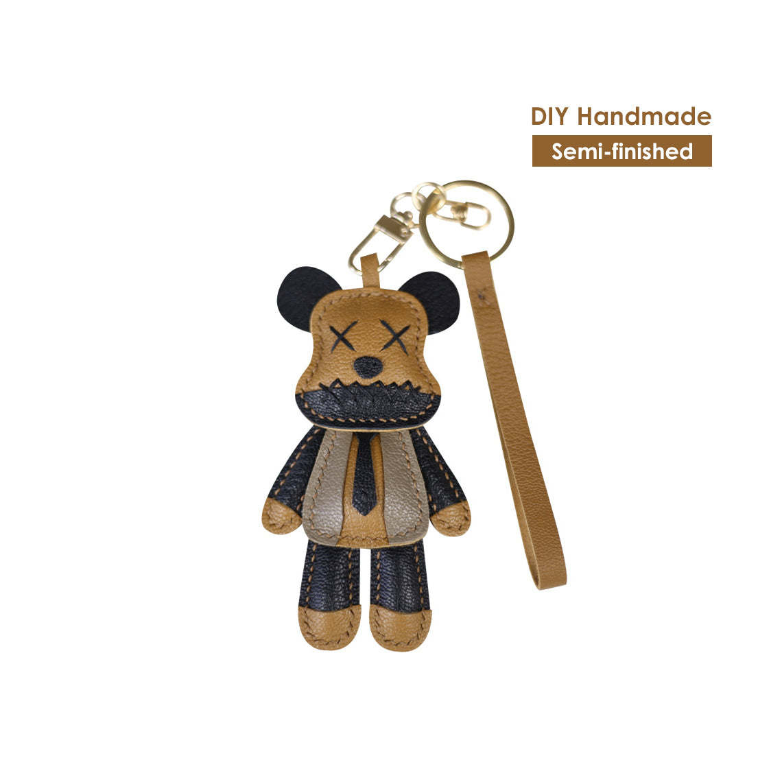 Luxury Leather Violent Bear Keychain Charm | DIY Keychain Kits