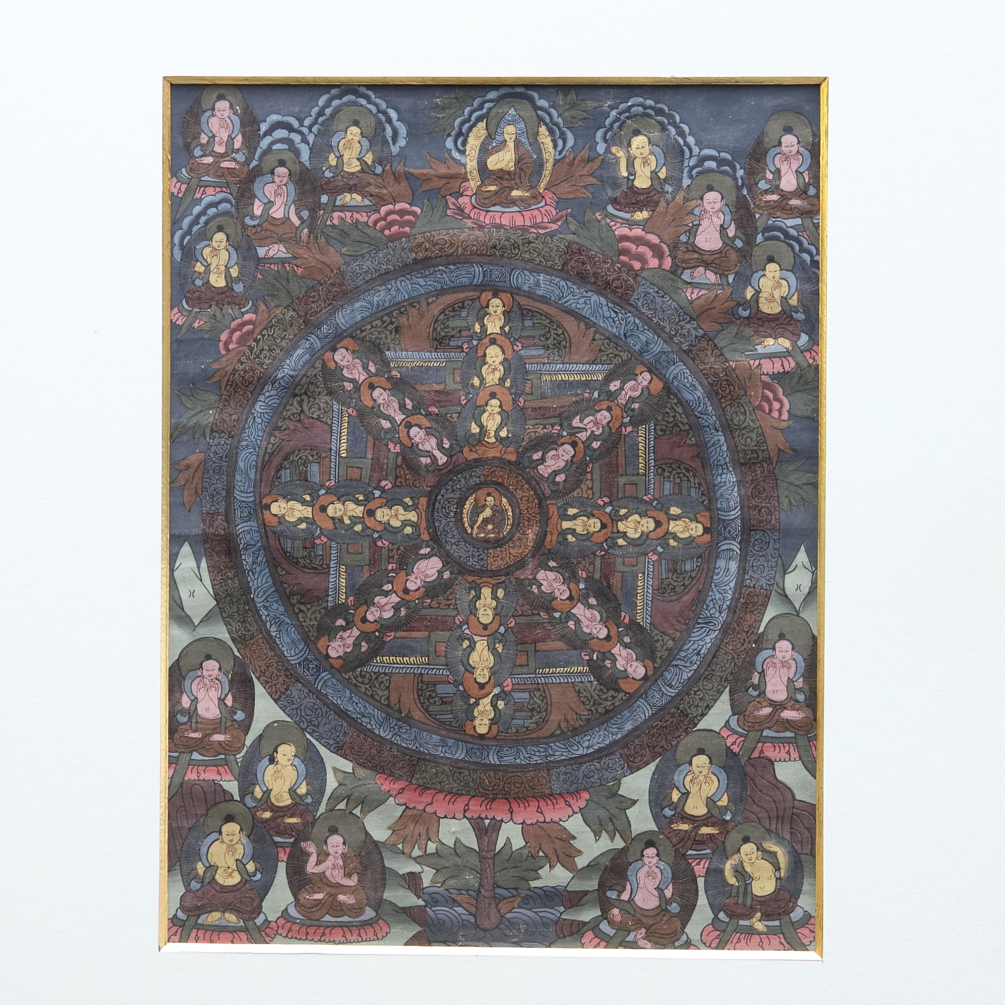 チベットアンティーク 曼荼羅図 タンカ（仏画）（近世：16–19世紀