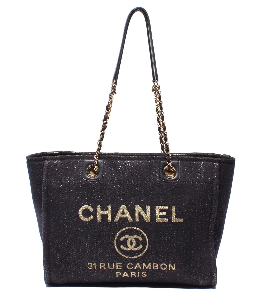 CHANEL トートバッグ 肩掛け ゴールド金具 ミックスファイバー