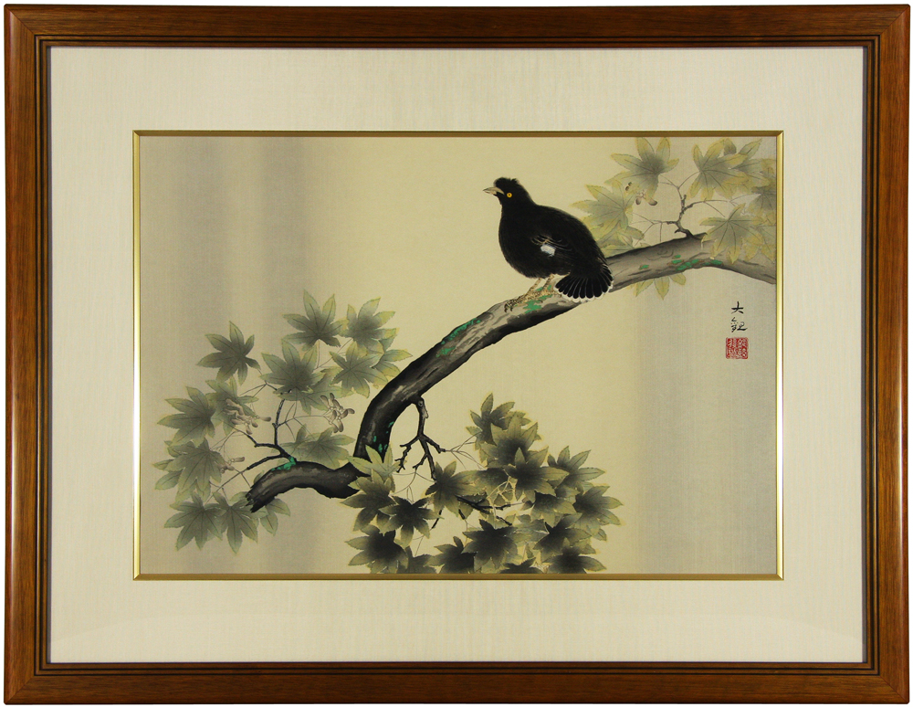 横山 大観 「八哥鳥 (鸜鵒,クヨク)」 Taikan Yokoyama - 創業36年 美術
