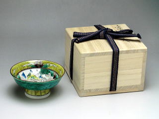 河島洋 色絵吉田屋意吉祥飛鶴文 ぐい呑