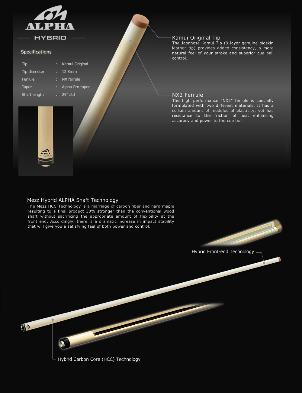 Mezz cue shafts