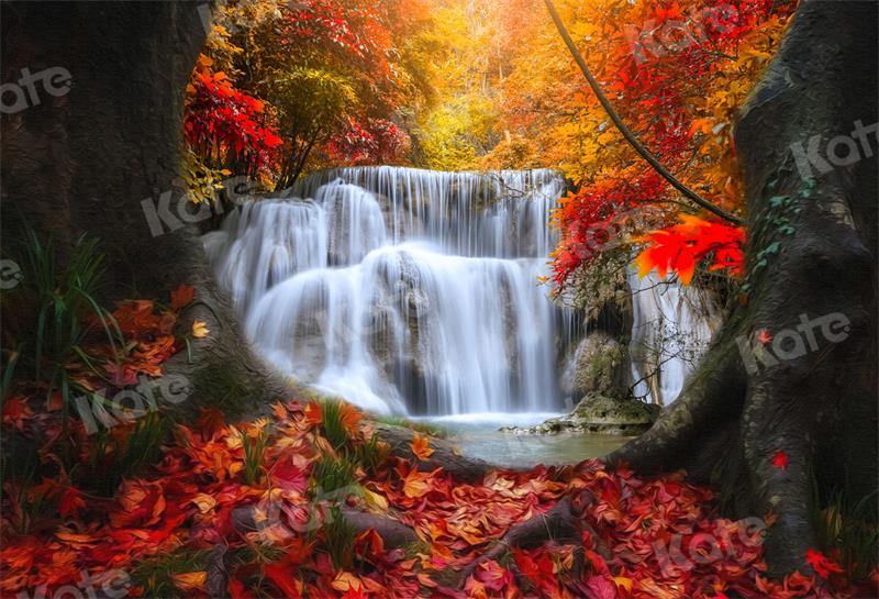 Kate写真秋赤いカエデの葉撮影の滝の風景の背景 – Kate Backdrop.jp