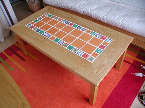タイルセンターテーブル | オーダー家具の工房・木槌 手作り家具を無垢材で