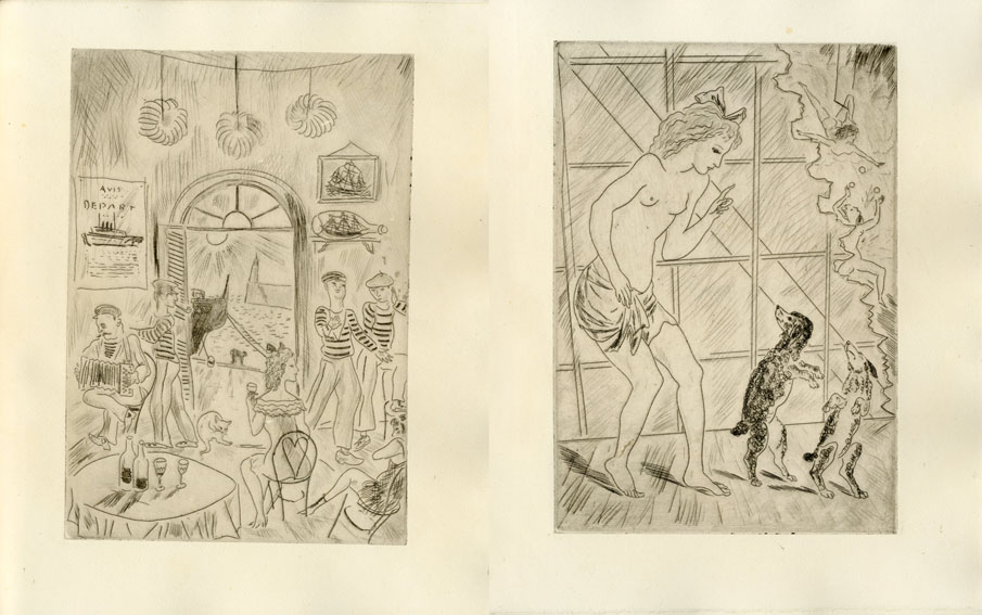 藤田嗣治 ヘリオグラビュール(銅版画)『今日の芸術より』1927年、黄布