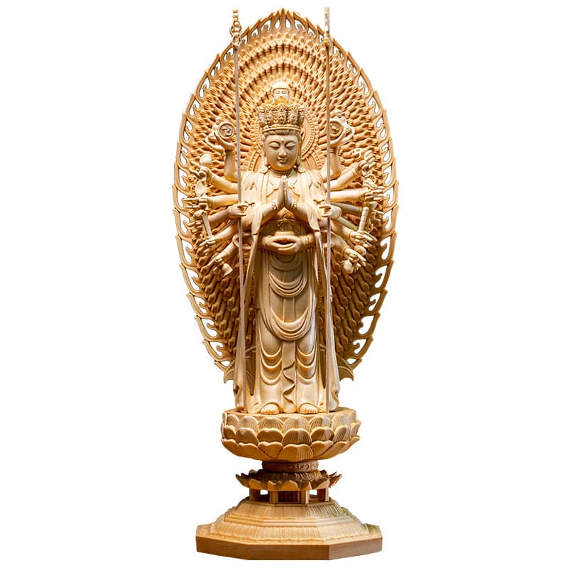 木彫り 仏像 千手観音 千手千眼観自在菩薩 – 念珊閣仏像
