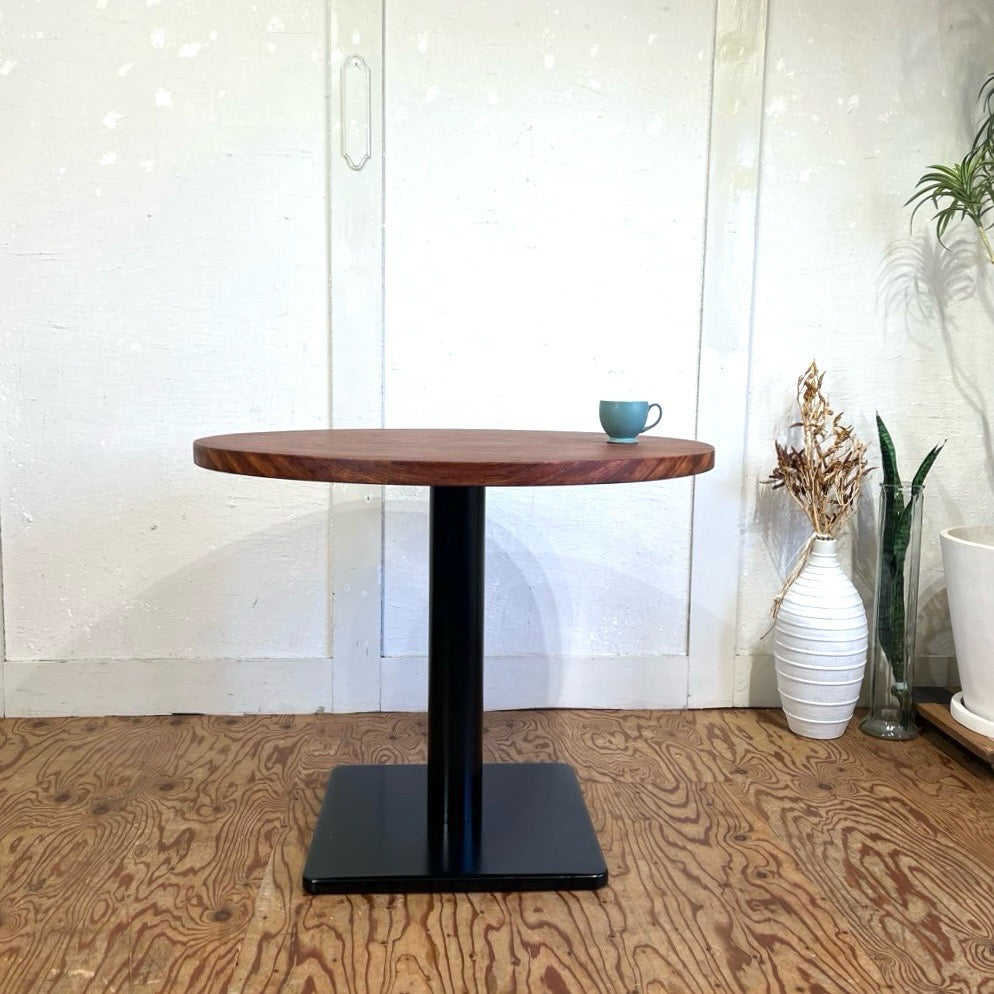 一枚板のカフェテーブル ブビンガ 無垢材 ラウンド リメイク家具 再生