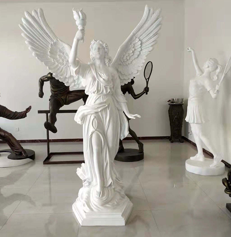 中国工場の彫刻等身大ガーデン装飾記念碑白大理石の美しい天使像
