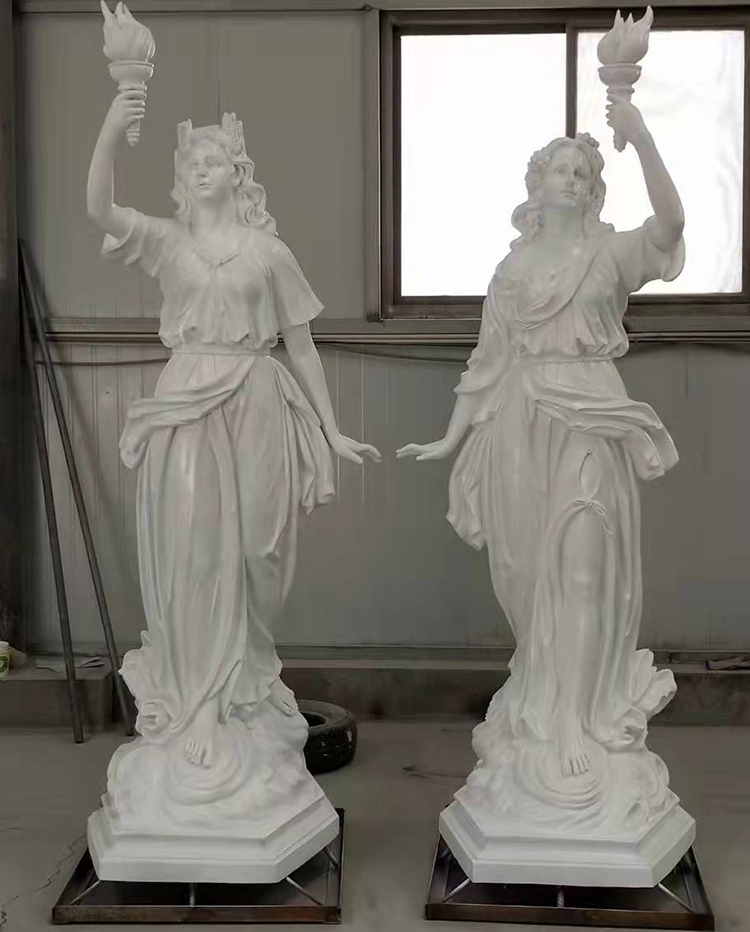 中国工場の彫刻等身大ガーデン装飾記念碑白大理石の美しい天使像