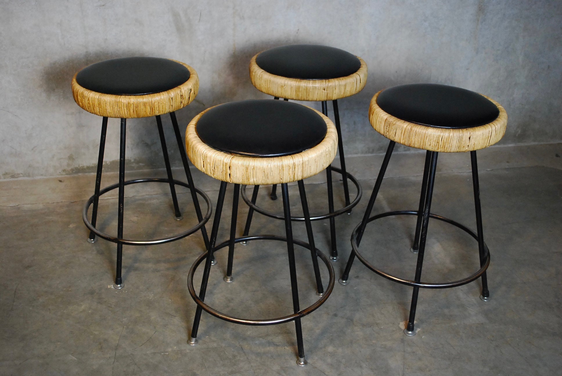 Set of 4 Danny Ho Fong MCM Tropical counter Stools